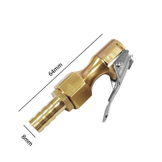Quick-clamp type copper air nozzle adapter for fast inflation of car tires, a special adapter for air pumps and inflators.