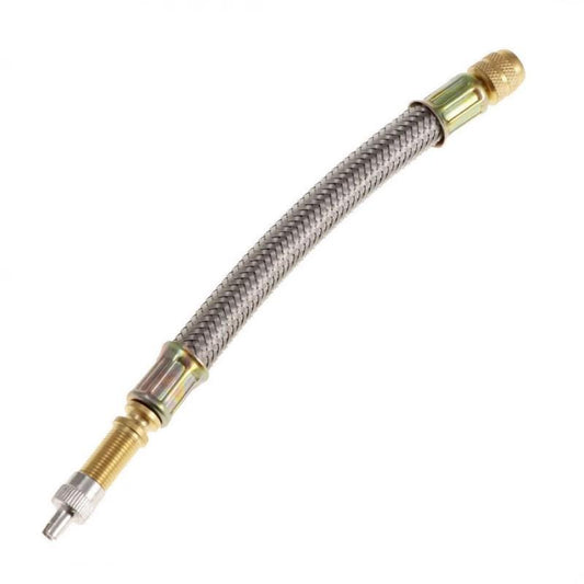 Automobile Tire Valve Stem Inflation Stainless Steel Braided Extension Tube, Copper Connector Air Guide Valve, Truck Tube Valve Stem