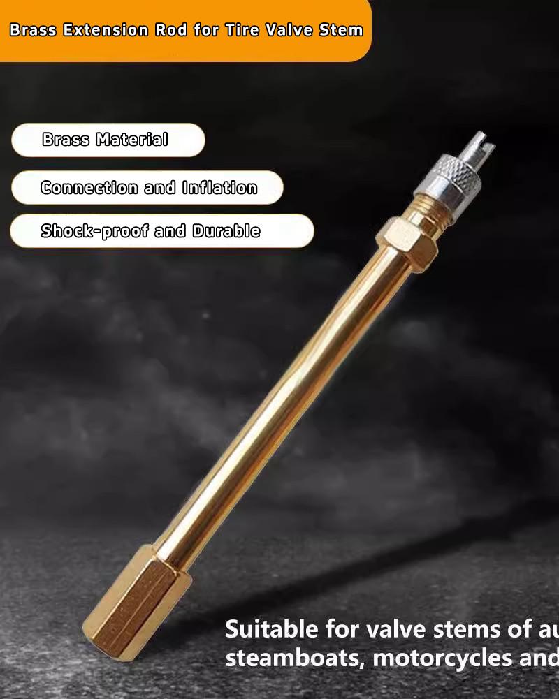 Car Tire Valve Stem Inflation Extension Rod, Pure Copper Extension Tube, Scooter Accessory, Inflation Valve Extension Rod